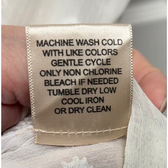 Philosophy Cream Boho Blouse, Embroidered Gauze, V Neck and Back, Women's Size M - Picture 5 of 5